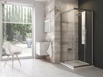 RAVAK BLIX BLRV2 80 sprchovací kút 80x80 cm rohový vstup, posuvné dvere, satin/sklo transparent 1LV40U00Z1 Obrázek - fotka