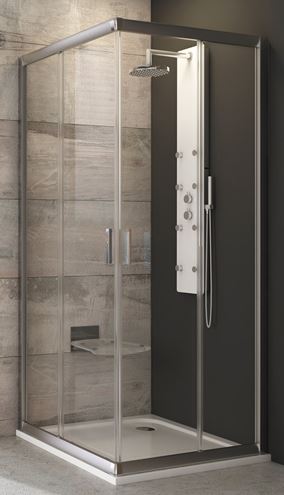 RAVAK BLIX BLRV2 80 sprchovací kút 80x80 cm rohový vstup, posuvné dvere, satin/sklo transparent 1LV40U00Z1 Obrázek - Hlavní obrázek