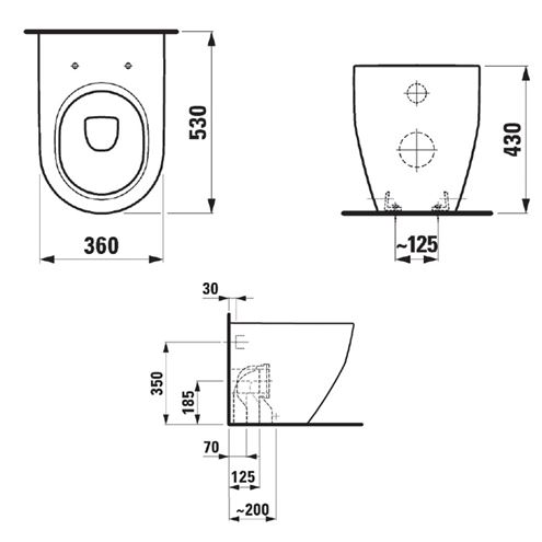 LAUFEN PRO stacionárne WC, vario odpad H8229520000001 Technický nákres