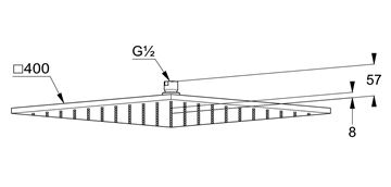 KLUDI A-QA horná sprcha 400x400 mm, chróm 6444005-00 Technický nákres