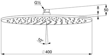 KLUDI A-QA horná sprcha pr. 400 mm, chróm 6434005-00 Technický nákres