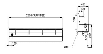 SANELA umývací žľab 250 cm, 4 termostatické senzorové batérie, napájanie zo siete, antivandal, nerez SLUN 82ET Obrázek - fotka