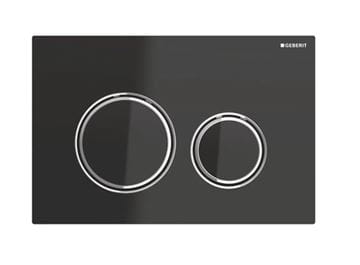 GEBERIT SIGMA 50 ROUND ovládacie tlačidlo pre dve splachovania, zinok/sklo, chróm/čierna