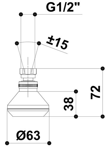 RAF horná sprcha pr. 63 mm, chróm/čierna S015 Technický nákres