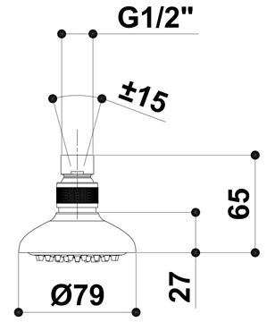 RAF horná sprcha pr. 79 mm, chróm S013 Technický nákres