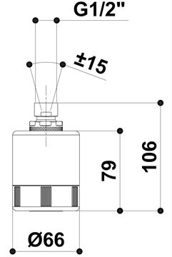RAF horná sprcha pr. 66 mm, 2 prúdy, chróm S019 Technický nákres