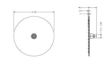 CONCEPT 300 FLAT horná sprcha pr. 250 mm, chróm PM10007/CO Technický nákres