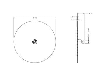 CONCEPT 300 FLAT horná sprcha pr. 300 mm, chróm PM10008/CO Technický nákres