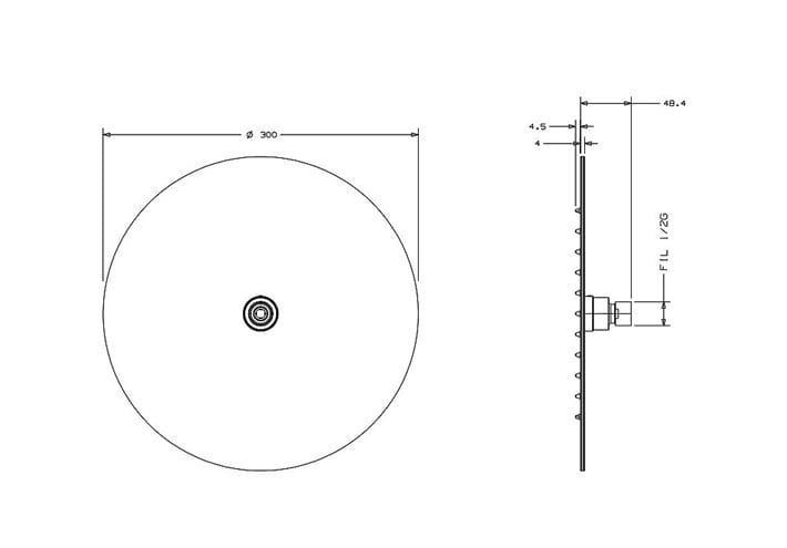 CONCEPT 300 FLAT horná sprcha pr. 300 mm, chróm PM10008/CO Technický nákres