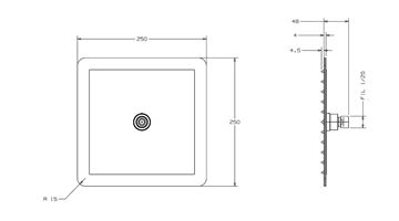 CONCEPT 300 FLAT horná sprcha 250x250 mm, chróm PM10009/CO Technický nákres