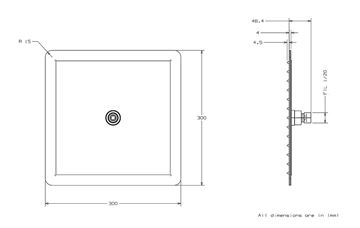 CONCEPT 300 FLAT horná sprcha 300x300 mm, chróm PM10010/CO Technický nákres