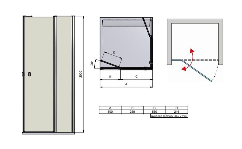 CONCEPT 200 sprchové dvere 80x200 cm, lietacie, aluchróm/sklo číre CON130805007 Obrázek - fotka