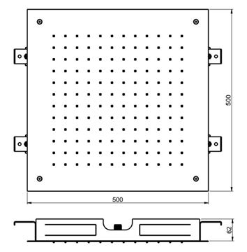 SANJET horná sprcha 500x500 mm, nerez E044024 Technický nákres