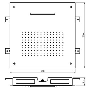 SANJET horná sprcha 500x500 mm, 2 prúdy, nerez E044109 Technický nákres