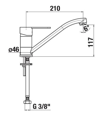 JIKA ENYO umývadlová batéria, chróm H3512G10042301 Technický nákres