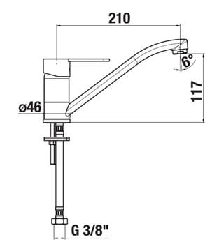 JIKA ENYO umývadlová batéria, chróm H3512G10042301 Technický nákres