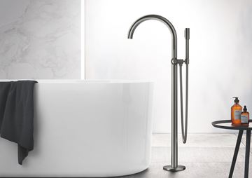 GROHE ATRIO vaňová batéria na podlahu, s prepínačom, so sprchovou súpravou, brúsený hard graphite 24368AL0 Obrázek - fotka