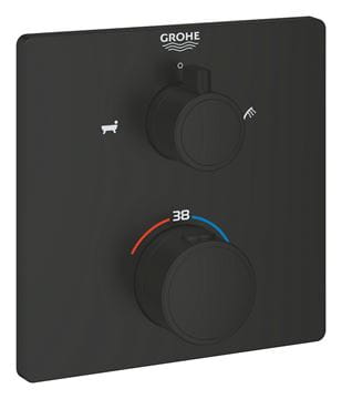 GROHE GROHTHERM vaňová podomietková termostatická batéria, pre 2 spotrebiče, matná čierna