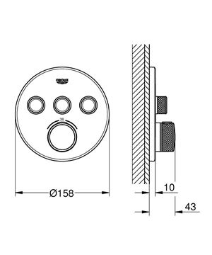 GROHE GROHTHERM SMARTCONTROL podomietková termostatická batéria, pre 3 spotrebiče, Water Saving, supersteel 29121DC0 Obrázek - fotka