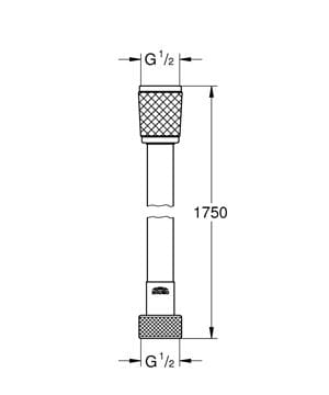 GROHE RELEXAFLEX sprchová hadica 1750 mm, hladká, AntiFold, chróm 28154002 Technický nákres