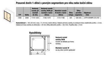 CONCEPT 100 BLACK EDITION sprchové dvere 120x200 cm, posuvné, čierna / číre sklo PTA20409.123.322 Technický nákres