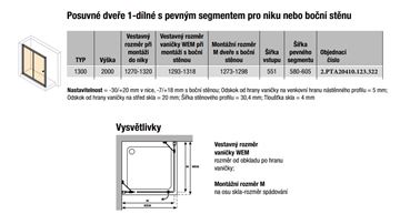 CONCEPT 100 BLACK EDITION sprchové dvere 130x200 cm, posuvné, čierna / číre sklo PTA20410.123.322 Technický nákres
