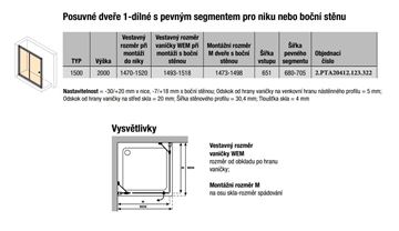 CONCEPT 100 BLACK EDITION sprchové dvere 150x200 cm, posuvné, čierna / číre sklo PTA20412.123.322 Technický nákres