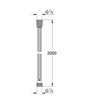 GROHE RELEXAFLEX METAL sprchová hadica 2000 mm, AntiFold, kov, chróm 28140001 Technický nákres