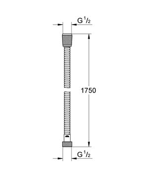 GROHE RELEXAFLEX METAL sprchová hadica 1750 mm, AntiFold, kov, chróm 28139001 Technický nákres