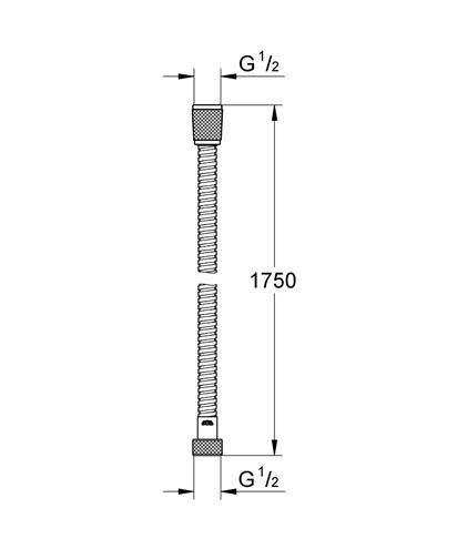 GROHE RELEXAFLEX METAL sprchová hadica 1750 mm, AntiFold, kov, chróm 28139001 Technický nákres