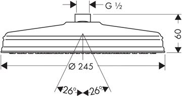 AXOR MONTREUX 240 1JET horná sprcha pr. 245 mm, chróm 28474000 Technický nákres