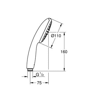 GROHE TEMPESTA 110 ručná sprcha pr. 110 mm, Water Saving, chróm 27923003 Technický nákres