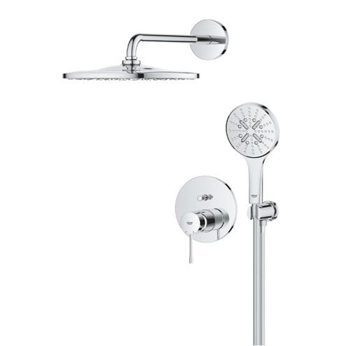 GROHE ESSENCE NEW sprchový set s podomietkovou batériou, horná sprcha, ručná sprcha s 3 prúdmi, hadica, držiak, chróm 25287000 Obrázek - fotka