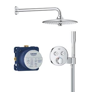 GROHE GROHTHERM SMARTCONTROL sprchový set s podomietkovou termostatickou batériou, horná sprcha, ručná sprcha s 3 prúdmi, hadica, držiak, chróm