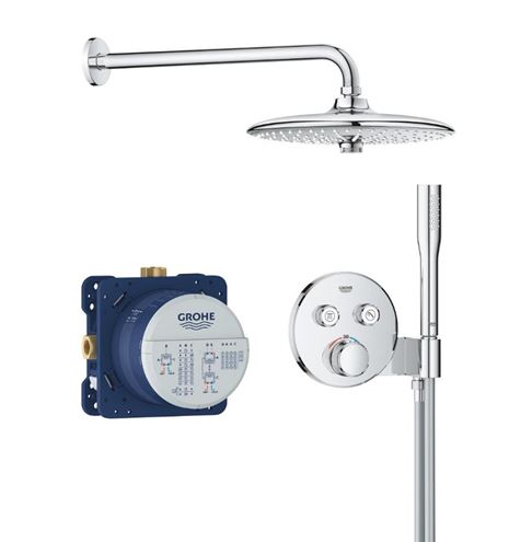 GROHE GROHTHERM SMARTCONTROL sprchový set s podomietkovou termostatickou batériou, horná sprcha, ručná sprcha s 3 prúdmi, hadica, držiak, chróm 34867000 Obrázek - Hlavní obrázek