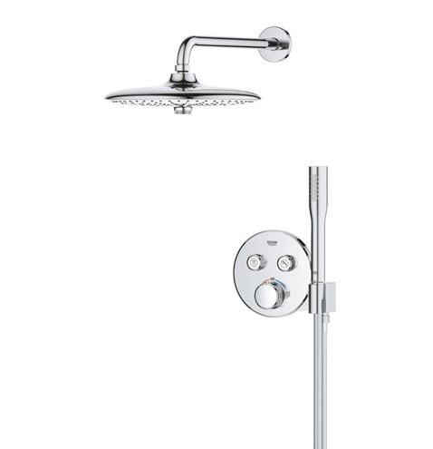 GROHE GROHTHERM SMARTCONTROL sprchový set s podomietkovou termostatickou batériou, horná sprcha, ručná sprcha s 3 prúdmi, hadica, držiak, chróm 34867000 Obrázek - fotka