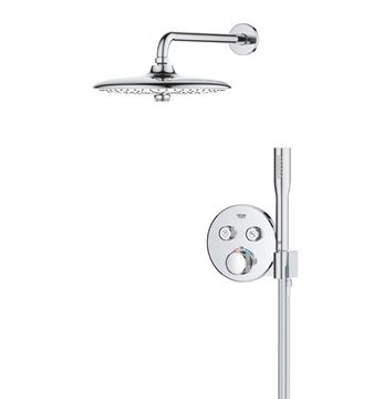 GROHE GROHTHERM SMARTCONTROL sprchový set s podomietkovou termostatickou batériou, horná sprcha, ručná sprcha s 3 prúdmi, hadica, držiak, chróm 34867000 Obrázek - fotka