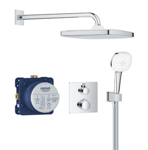 GROHE GROHTHERM sprchový set s podomietkovou termostatickou batériou, horná sprcha, ručná sprcha s 2 prúdmi, hadica, držiak, chróm 34871000 Obrázek - Hlavní obrázek