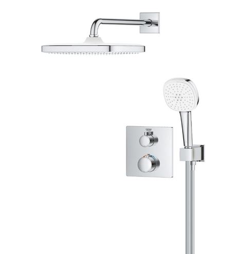 GROHE GROHTHERM sprchový set s podomietkovou termostatickou batériou, horná sprcha, ručná sprcha s 2 prúdmi, hadica, držiak, chróm 34871000 Obrázek - fotka