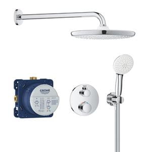 GROHE GROHTHERM sprchový set s podomietkovou termostatickou batériou, horná sprcha, ručná sprcha s 2 prúdmi, hadica, držiak, chróm
