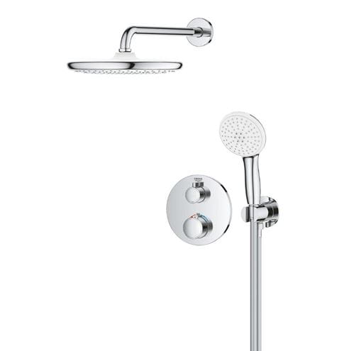 GROHE GROHTHERM sprchový set s podomietkovou termostatickou batériou, horná sprcha, ručná sprcha s 2 prúdmi, hadica, držiak, chróm 34872000 Obrázek - fotka