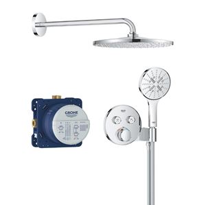 GROHE GROHTHERM SMARTCONTROL sprchový set s podomietkovou termostatickou batériou, horná sprcha, ručná sprcha s 3 prúdmi, hadica, držiak, chróm