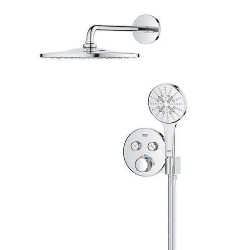 GROHE GROHTHERM SMARTCONTROL sprchový set s podomietkovou termostatickou batériou, horná sprcha, ručná sprcha s 3 prúdmi, hadica, držiak, chróm 34866000 Obrázek - fotka