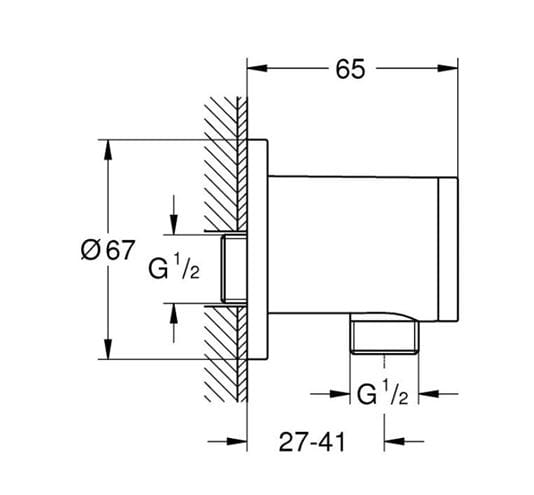 GROHE TEMPESTA nástenné kolienko, chróm 28680001 Technický nákres