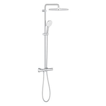 GROHE TEMPESTA SYSTEM 250 CUBE sprchový set s termostatickou batériou, horná sprcha, ručná sprcha s 2 prúdmi, tyč, hadica, Water Saving, chróm