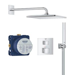 GROHE GROHTHERM CUBE sprchový set s podomietkovou termostatickou batériou, horná sprcha, ručná sprcha, hadica, držiak, chróm