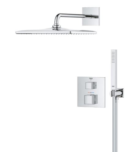 GROHE GROHTHERM CUBE sprchový set s podomietkovou termostatickou batériou, horná sprcha, ručná sprcha, hadica, držiak, chróm 34868000 Obrázek - fotka