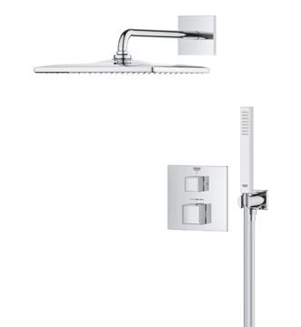 GROHE GROHTHERM CUBE sprchový set s podomietkovou termostatickou batériou, horná sprcha, ručná sprcha, hadica, držiak, chróm 34868000 Obrázek - fotka