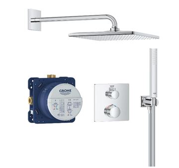 GROHE GROHTHERM sprchový set s podomietkovou termostatickou batériou, horná sprcha, ručná sprcha, hadica, držiak, Water Saving, chróm