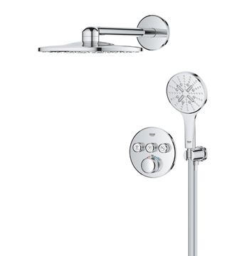 GROHE GROHTHERM SMARTCONTROL sprchový set s podomietkovou termostatickou batériou, horná sprcha, ručná sprcha s 3 prúdmi, hadica, držiak, Water Saving, chróm 34863000 Obrázek - fotka